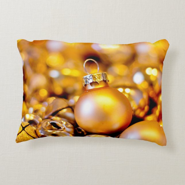 Kerst Roos Gouden Baubles Accent Kussen (Achterkant)