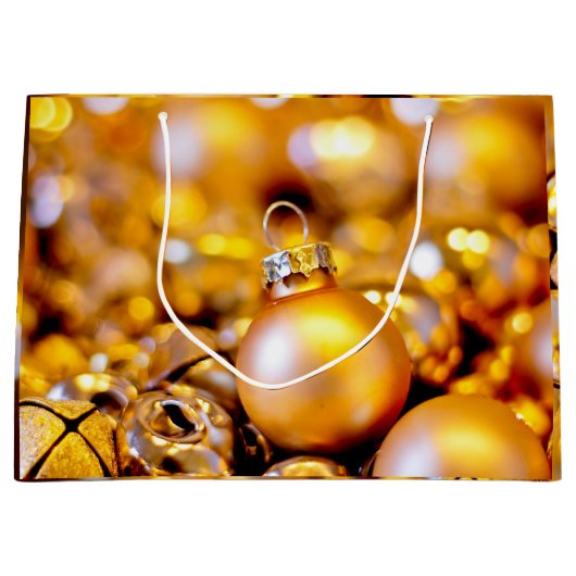 Kerst Roos Gouden Baubles Groot Cadeauzakje (Voorkant)