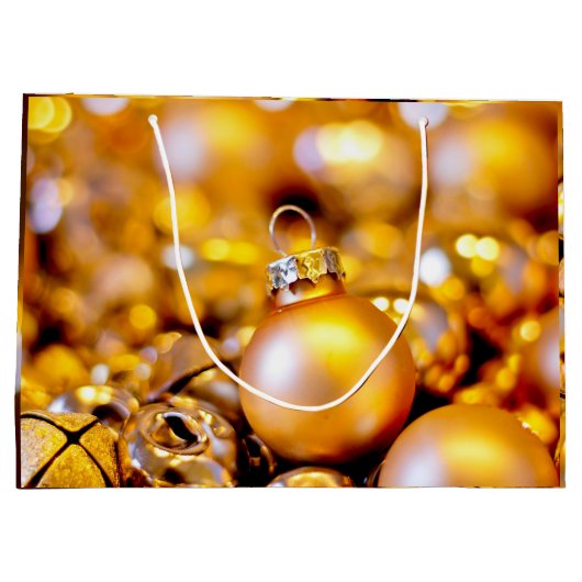 Kerst Roos Gouden Baubles Groot Cadeauzakje (Achterkant)
