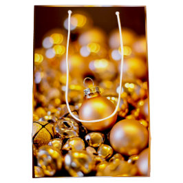 Kerst Roos Gouden Baubles Medium Cadeauzakje