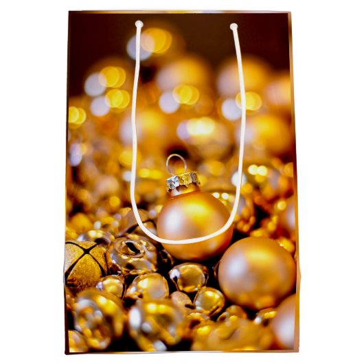 Kerst Roos Gouden Baubles Medium Cadeauzakje (Achterkant)