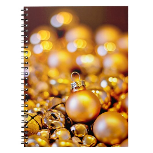 Kerst Roos Gouden Baubles Notitieboek (Voorkant)