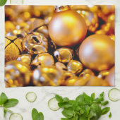 Kerst Roos Gouden Baubles Theedoek (Gevouwen)