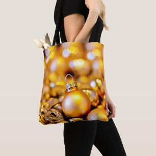 Kerst Roos Gouden Baubles Tote Bag