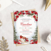 Kerst Roos Vakantie Sleigh Winter Quinceanera Kaart