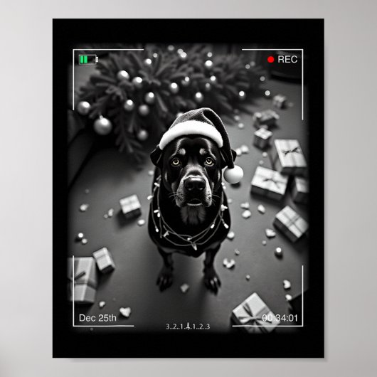 Kerst-Rottweiler betrapt op camera Poster (Voorkant)