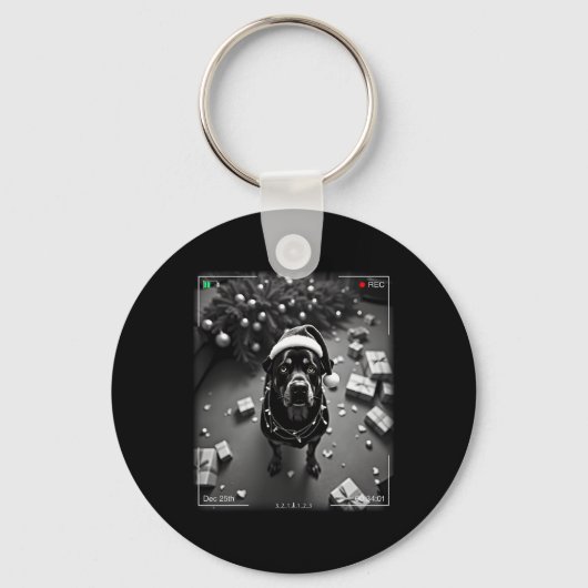 Kerst-Rottweiler betrapt op camera Sleutelhanger (Voorkant)
