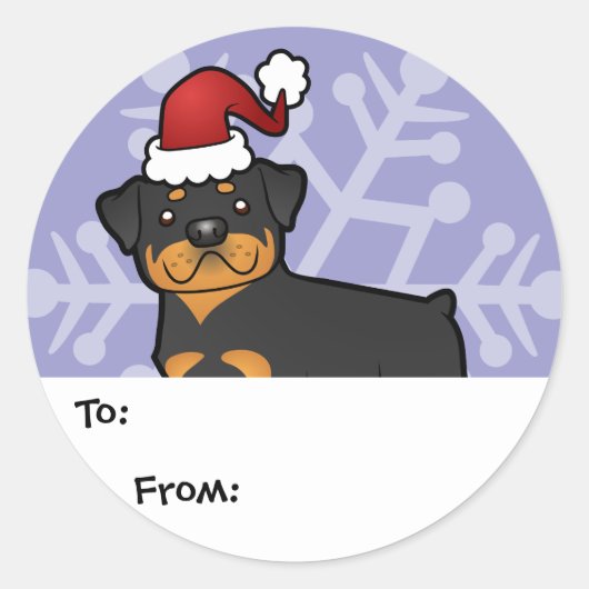 Kerst Rottweiler Cadeau Labels (Voorkant)