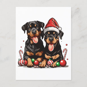 Kerst Rottweiler Dog Santa Briefkaart