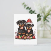 Kerst Rottweiler Dog Santa Briefkaart (Staand voorkant)