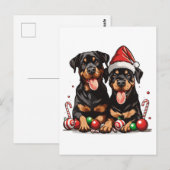 Kerst Rottweiler Dog Santa Briefkaart (Voorkant / Achterkant)
