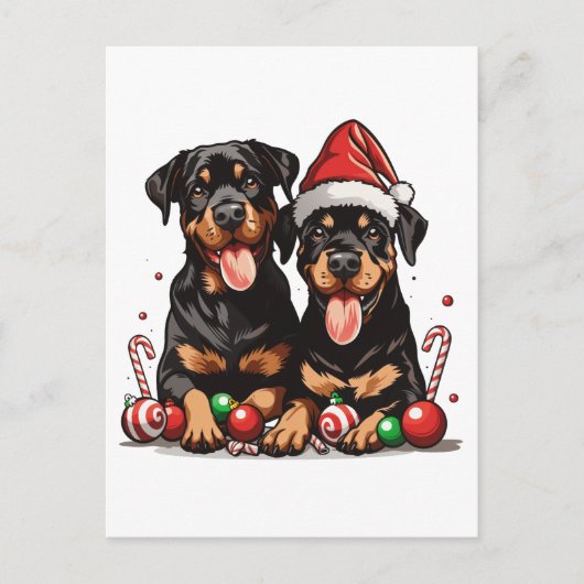 Kerst Rottweiler Dog Santa Briefkaart (Voorkant)