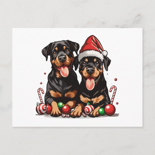 Kerst Rottweiler Dog Santa Feestdagenkaart (Voorkant)