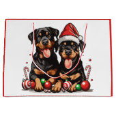 Kerst Rottweiler Dog Santa Groot Cadeauzakje (Voorkant)