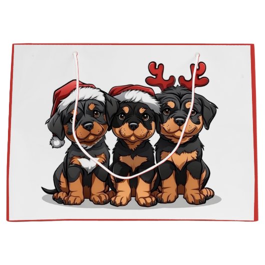 Kerst Rottweiler Dog Santa Groot Cadeauzakje (Voorkant)