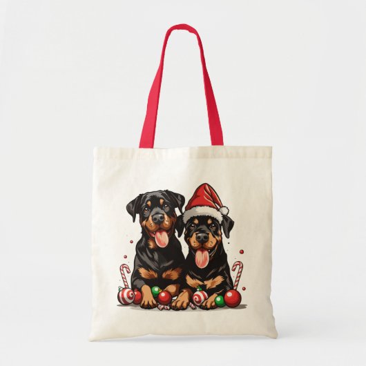 Kerst Rottweiler Dog Santa Tote Bag (Voorkant)