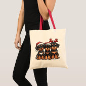Kerst Rottweiler Dog Santa Tote Bag (Voorkant (product))