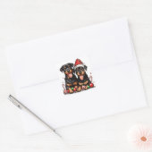Kerst Rottweiler Dog Santa Vierkante Sticker (Envelop)