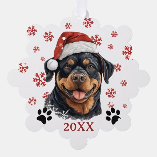 Kerst Rottweiler Hond gepersonaliseerd Ornament Kaart (Voorkant)