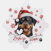 Kerst Rottweiler Hond gepersonaliseerd Ornament Kaart (Voorkant)