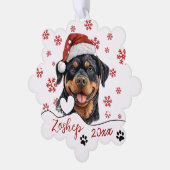 Kerst Rottweiler Hond gepersonaliseerd Ornament Kaart (Links)