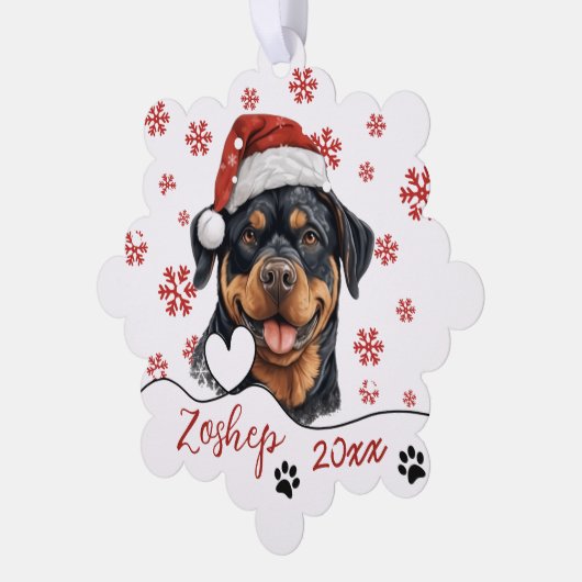 Kerst Rottweiler Hond gepersonaliseerd Ornament Kaart (Links)