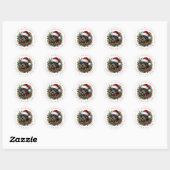 Kerst Rottweiler Hond Ronde Stickers (Vel)