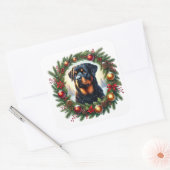 Kerst Rottweiler in feestelijke decoratie Vierkante Sticker (Envelop)