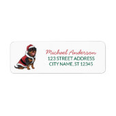 Kerst Rottweiler Kerstman met Hoed Retouradres   Etiket (Voorkant)