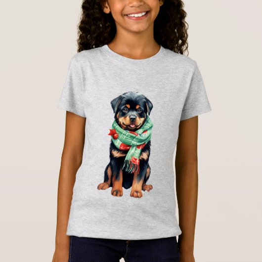 Kerst Rottweiler Kinder T-shirt – Leuke vakantie (Voorkant)