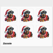 Kerst Rottweiler met een feestelijke trui Vierkante Sticker (Vel)