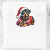 Kerst Rottweiler met een feestelijke trui Vierkante Sticker (Tas)