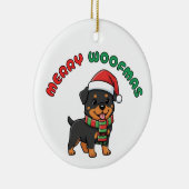 Kerst Rottweiler Ornament: Merry Woofmas Keramisch Ornament (Rechts)
