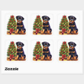 Kerst Rottweiler Puppy van de feestelijke boom Vierkante Sticker (Vel)
