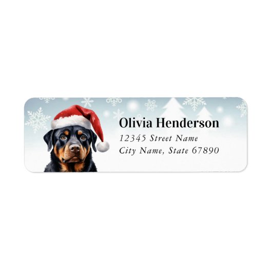 Kerst Rottweiler Retour Adreslabels Etiket (Voorkant)