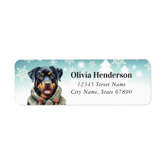 Kerst Rottweiler Retour Adreslabels Etiket (Voorkant)