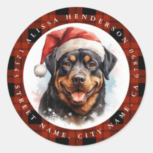 Kerst Rottweiler Ronde Stickers