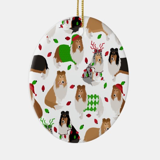 Kerst Rough Collie Ceramic Ornament (Rechts)