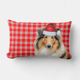 Kerst Rough Collie Dog Red Holiday Pset Kussen