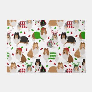 Kerst Rough Collie Doormat Deurmat