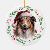 Kerst Rough Collie Hond gepersonaliseerd Keramisch Ornament (Achterkant)