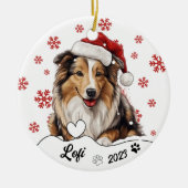 Kerst Rough Collie Hond gepersonaliseerd Keramisch Ornament (Voorkant)