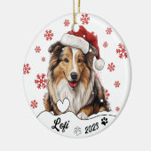 Kerst Rough Collie Hond gepersonaliseerd Keramisch Ornament (Links)