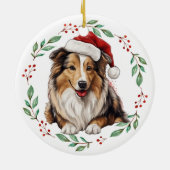 Kerst Rough Collie Hond gepersonaliseerd Keramisch Ornament (Achterkant)