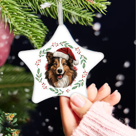 Kerst Rough Collie Hond gepersonaliseerd Keramisch Ornament