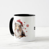Kerst Rough Collie Hond gepersonaliseerd Mok (Voorkant links)