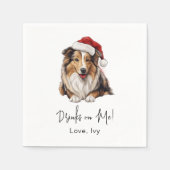 Kerst Rough Collie Hond gepersonaliseerd Servet (Voorkant)