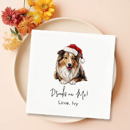 Kerst Rough Collie Hond gepersonaliseerd Servet
