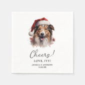 Kerst Rough Collie Hond Gepersonaliseerde Proost Servet (Voorkant)