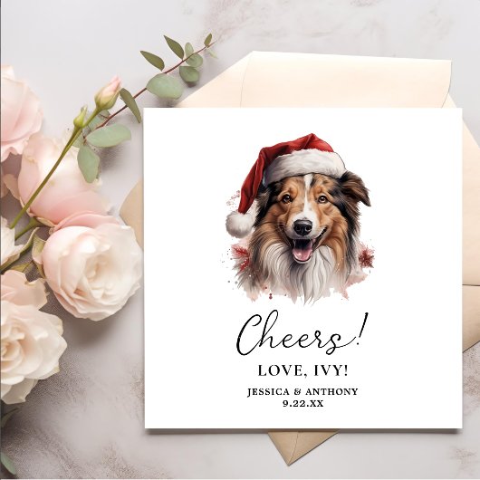 Kerst Rough Collie Hond Gepersonaliseerde Proost Servet